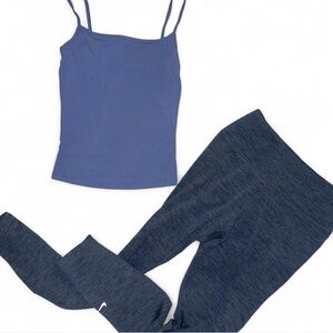 Garage sleek scoop cami top in icon blue / cornflower and Nike leggings bund